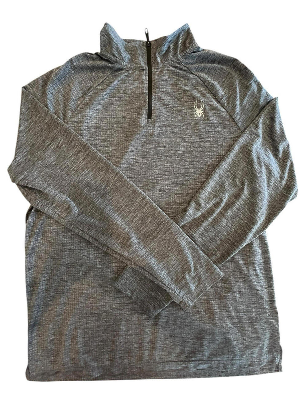 Spyder Shirt Men's Stretch Moisture Wicking Size Large Gray Zip Long Sleeve